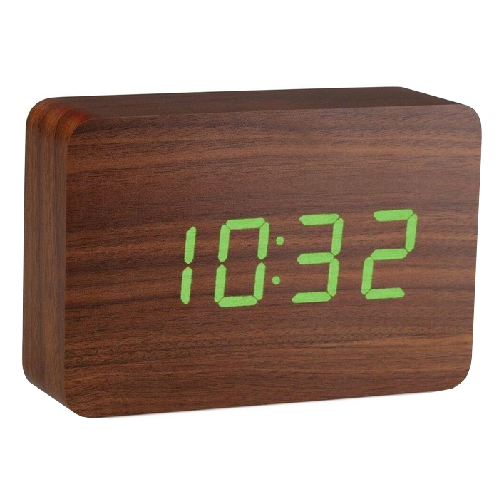 Gingko  Brick Click Clock Walnut