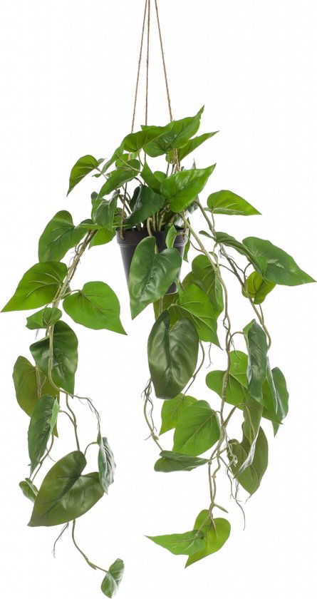 Emerald Philodendron scandens hang. in pot 80 cm kunstbloem zijde nepbloem - 