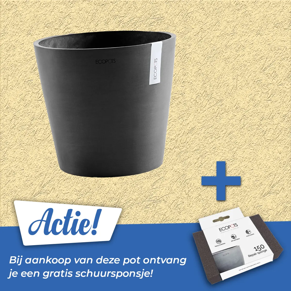 Ecopots Pot amsterdam d25cm donkergrijs