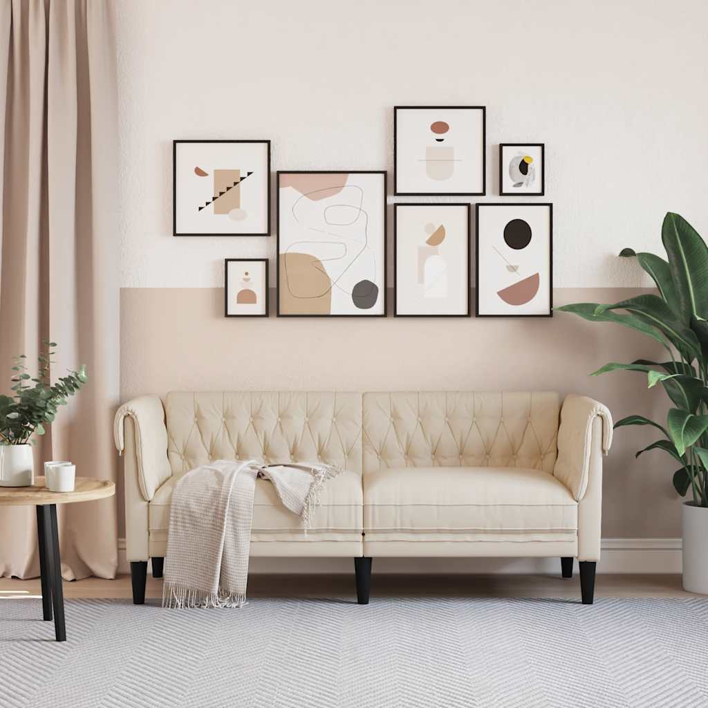 vidaXL Tweezitsbank Chesterfield-stijl linnen