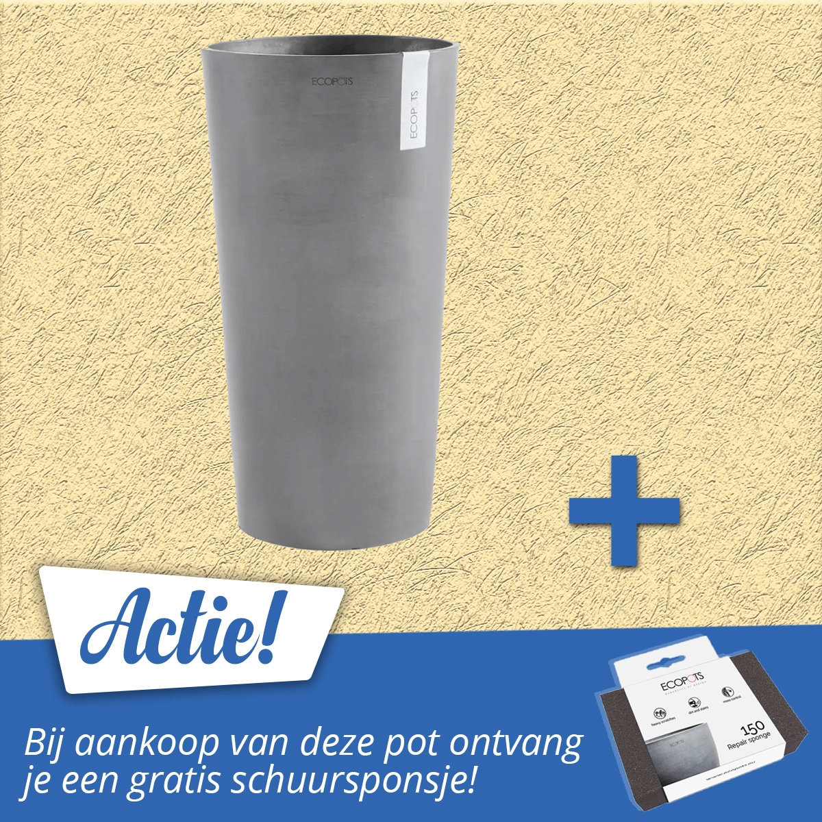 Ecopots Bloempot Extra Hoog Amsterdam 90 cm Grijs 