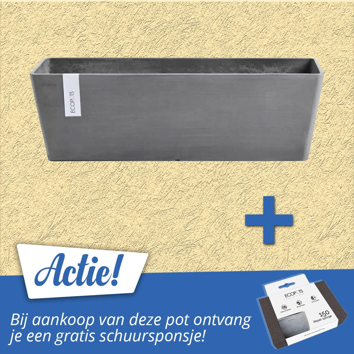 Ecopots Bloembak Bruges 55 cm Grijs 