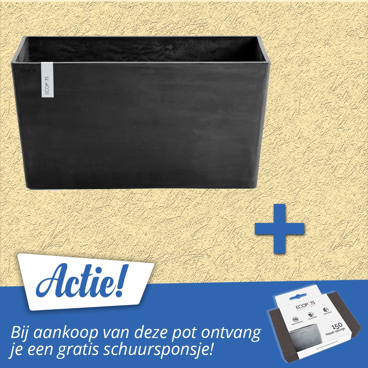 Ecopots Bloembak Paris 100 cm Donkergrijs Antraciet 