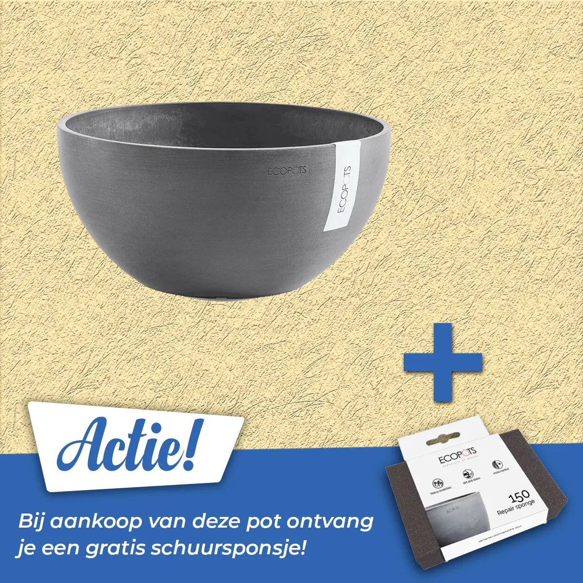 Ecopots Schaal brussels grijs d25h12cm