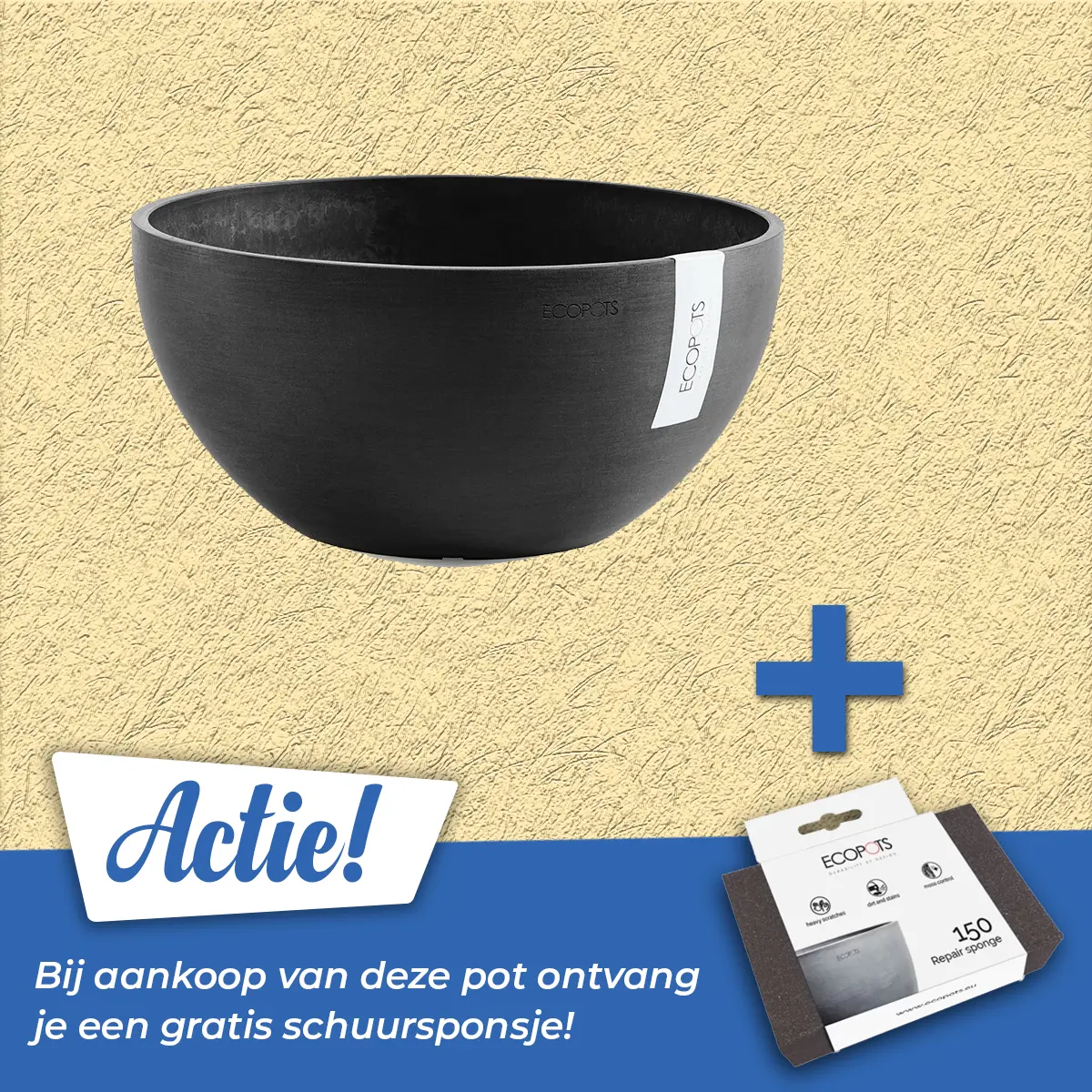 Ecopots Schaal brussels donkergrijs d25h12