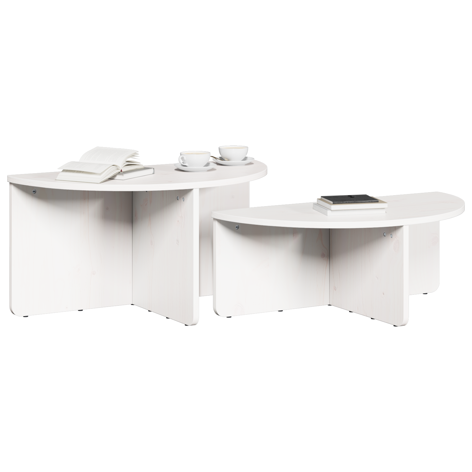 vidaXL Salontafel 2 pcs Wit 79 x 39.5 x 40 cm Massief grenenhout