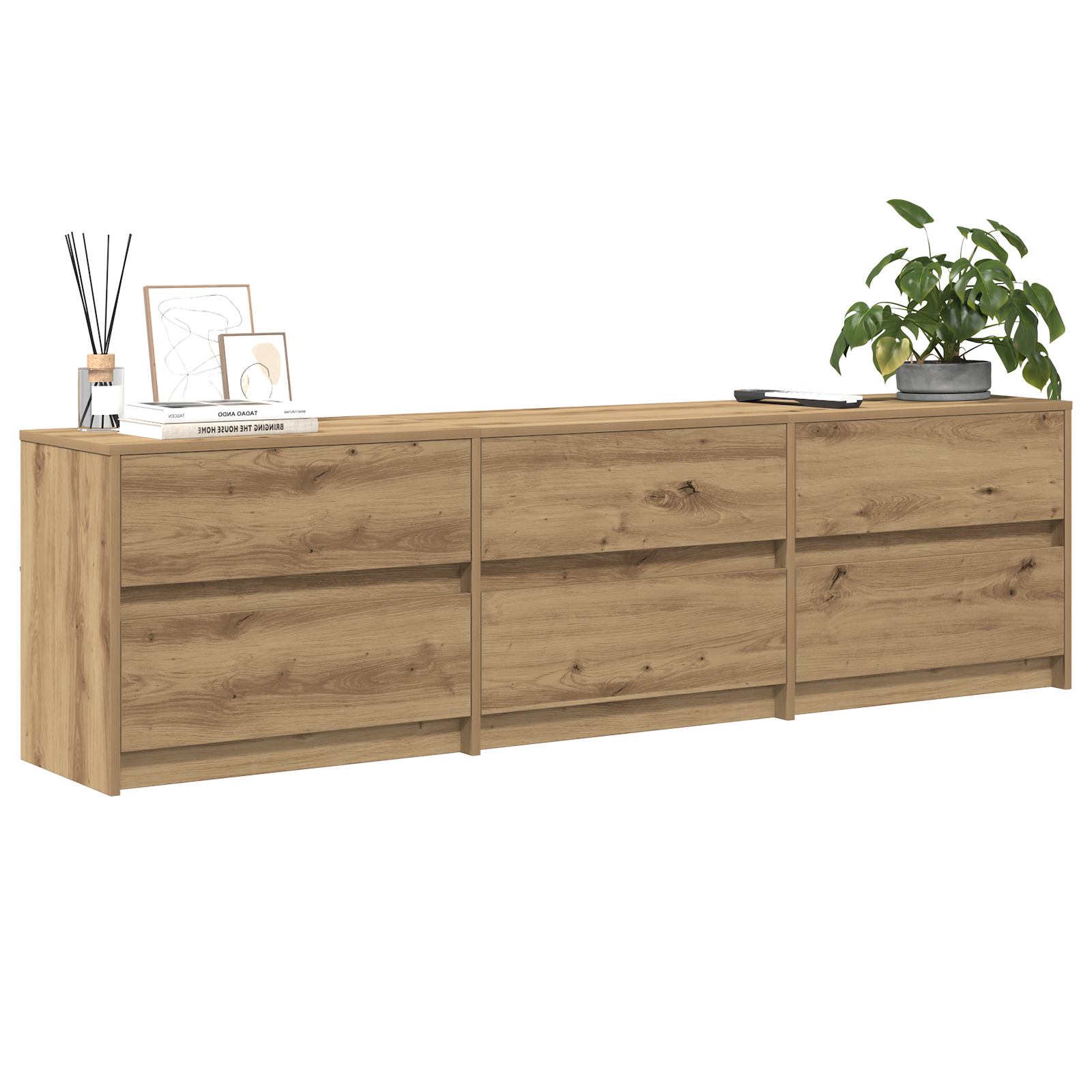 vidaXL TV-kast Bruin 181 x 34 x 50 cm Spaanplaat en LED-lampen