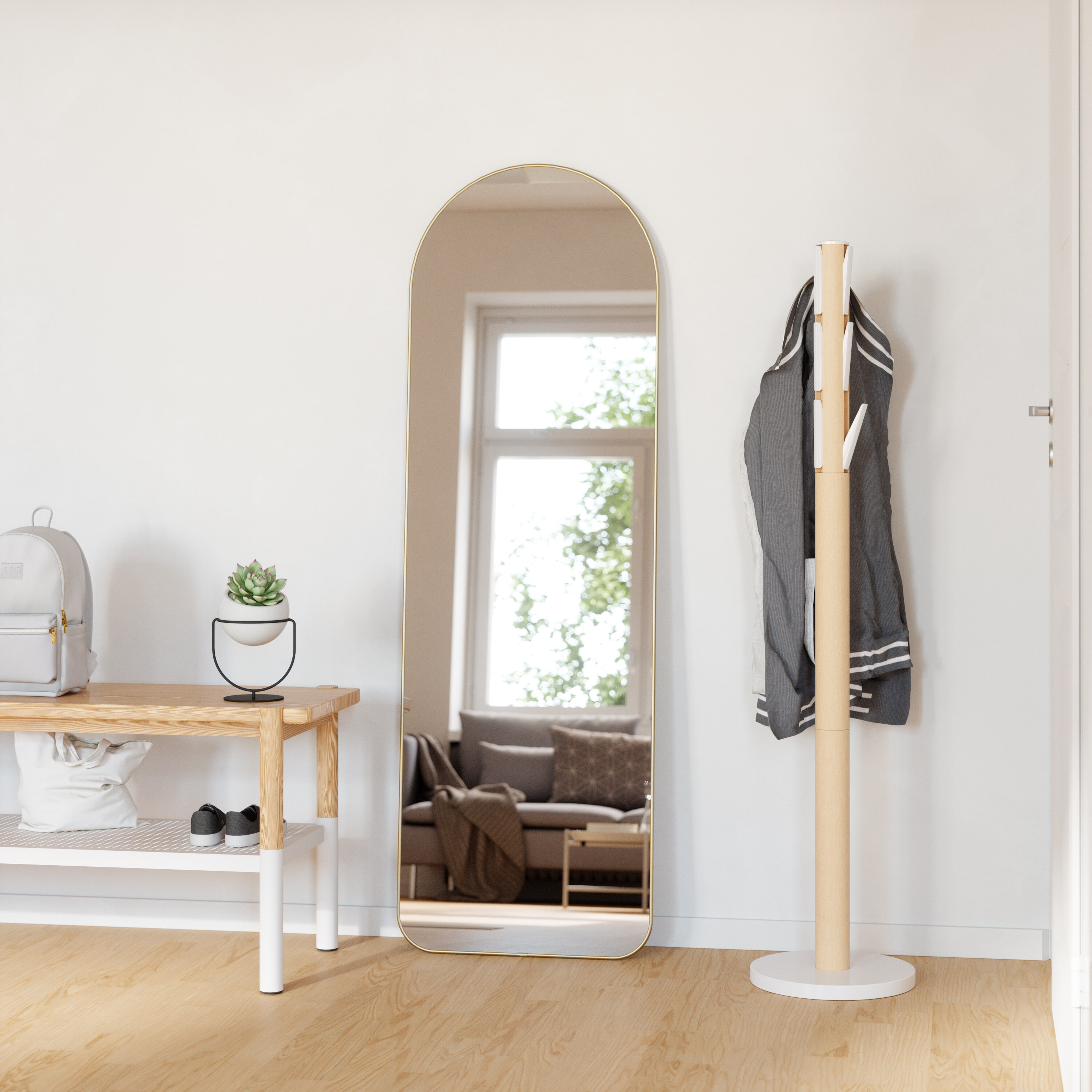 Umbra Spiegel Hubba Arched, 158 x 51cm - Brass - Passpiegel
