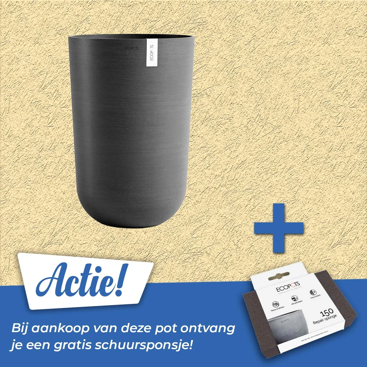 Ecopots Pot oslo high d52cm donkergrijs