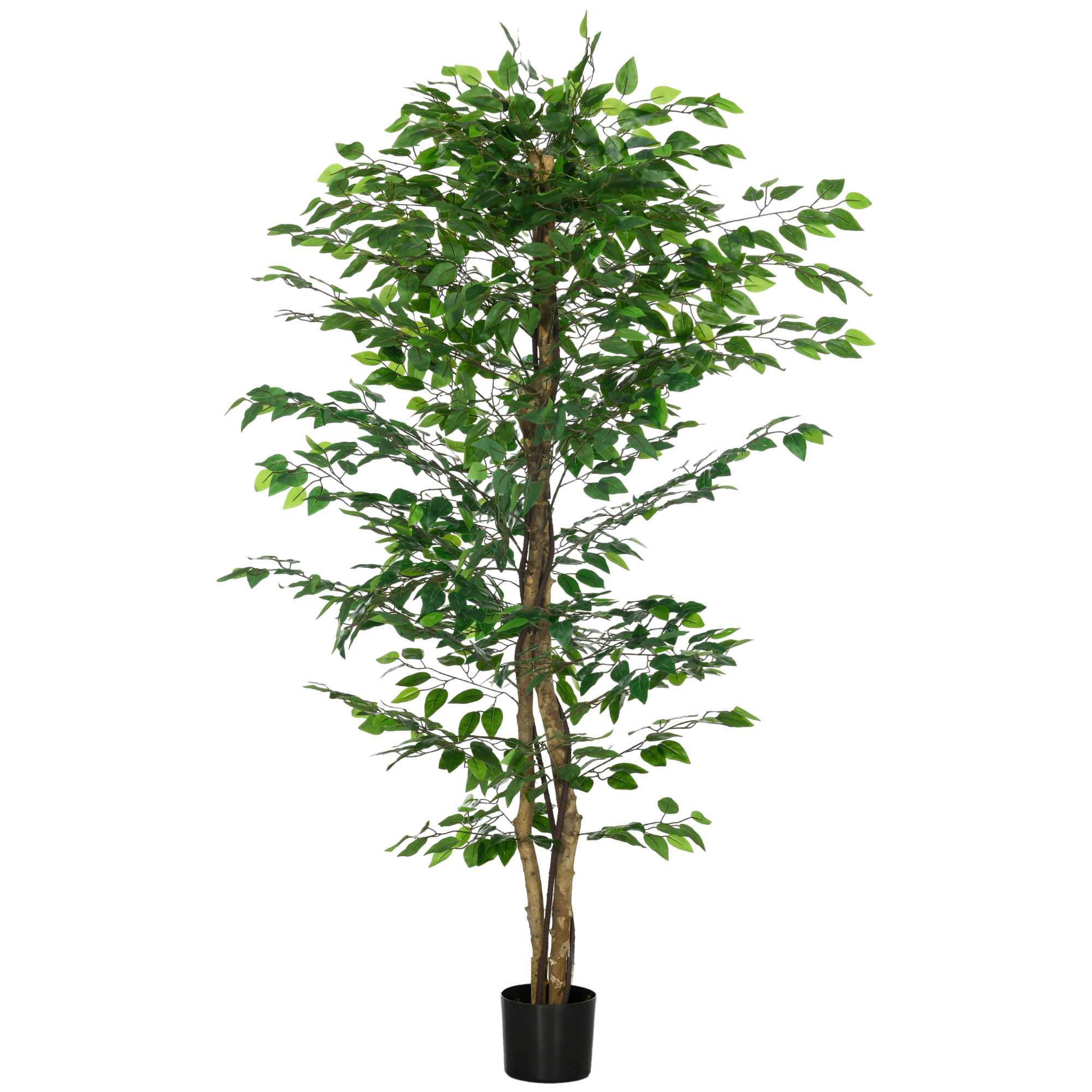 HOMCOM Kunstmatige Ficus-Boom, levensecht en onderhoudsvrij, inclusief pot, 180 cm hoog, perfect voor elke ruimte, groen | Aosom.nl
