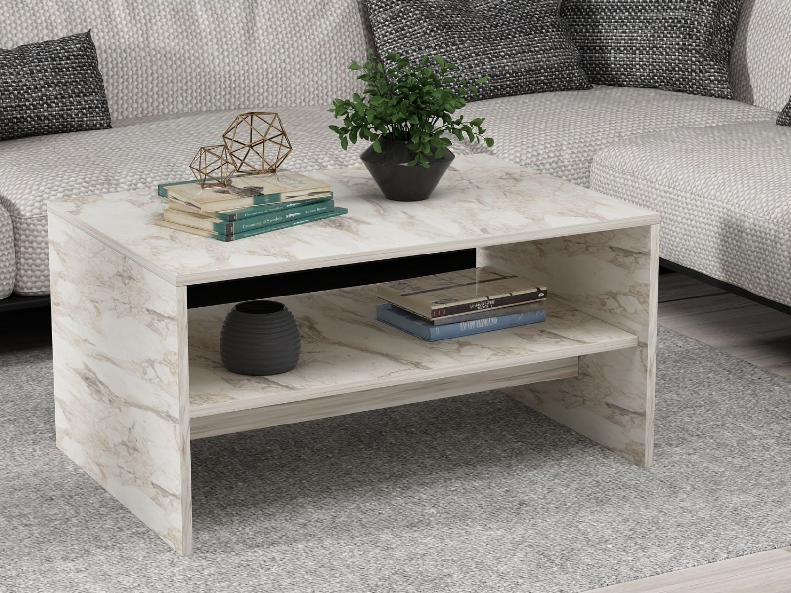 Mobistoxx Salontafel APOLLO 90 cm wit marmer