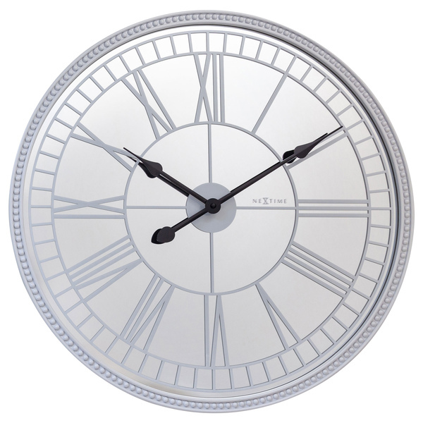 NeXtime NE-3255WI Spiegelklok - 43cm - Stille Wandklok - Landelijk - Wit - - Cleopatra