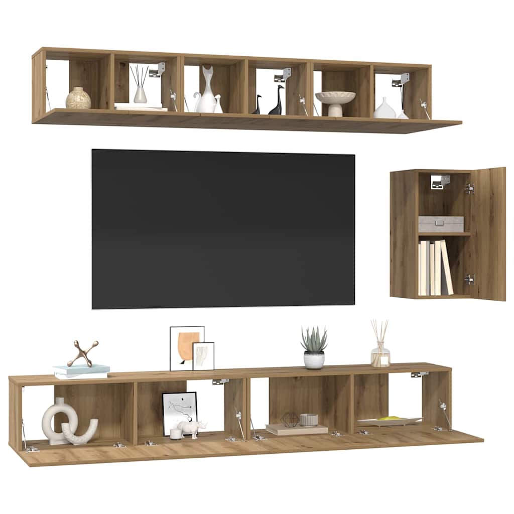 vidaXL Tv-meubelset 6 pcs artisanaal eikenkleurig 100 x 30 x 30 cm