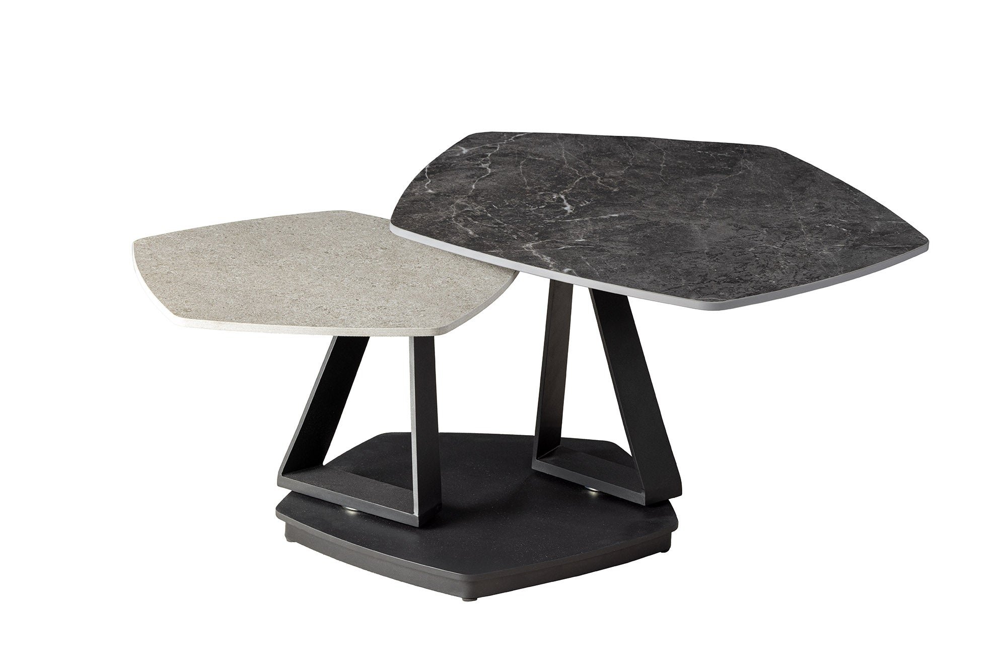 Invicta Interior Salontafel MOVEMENT 80-130cm draaibaar keramisch blad grijs en antraciet marmerlook - 46420