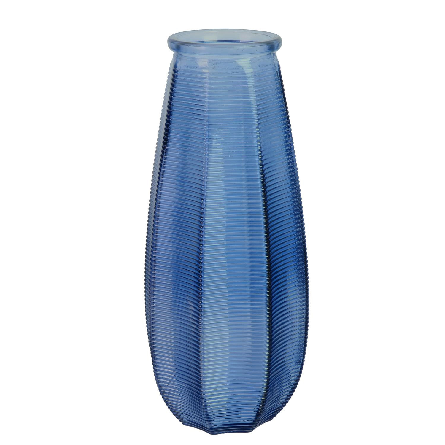 Home Deco Factory Bloemenvaas Capella - boeket - glas - blauw - H28 cm -