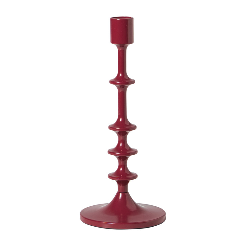 Xenos Kandelaar middel - bordeaux rood - ø10x23.5 cm