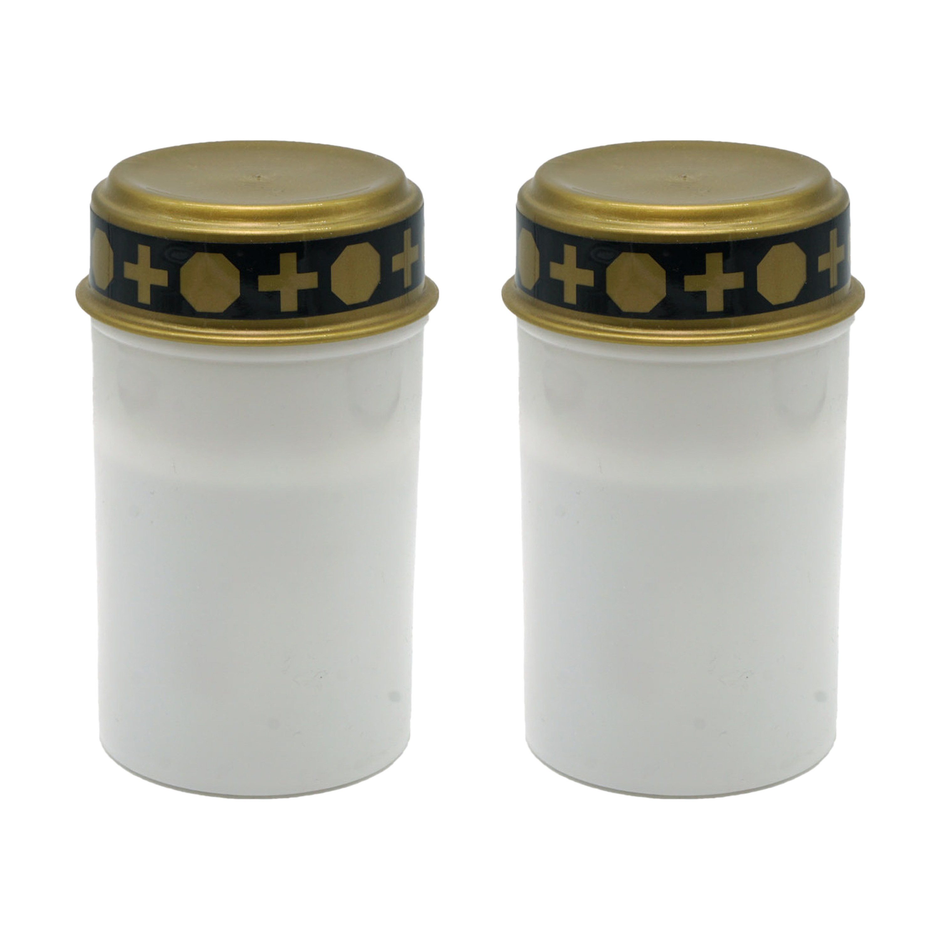 TopTen Grafkaars/gedenklicht - 2x - LED licht - wit - D6,8 x 12,3 cm -