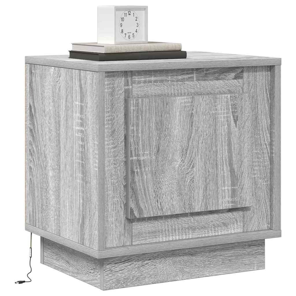 vidaXL Nachtkastjes 2 st met LED's 44x34,5x45 cm grijs sonoma eiken
