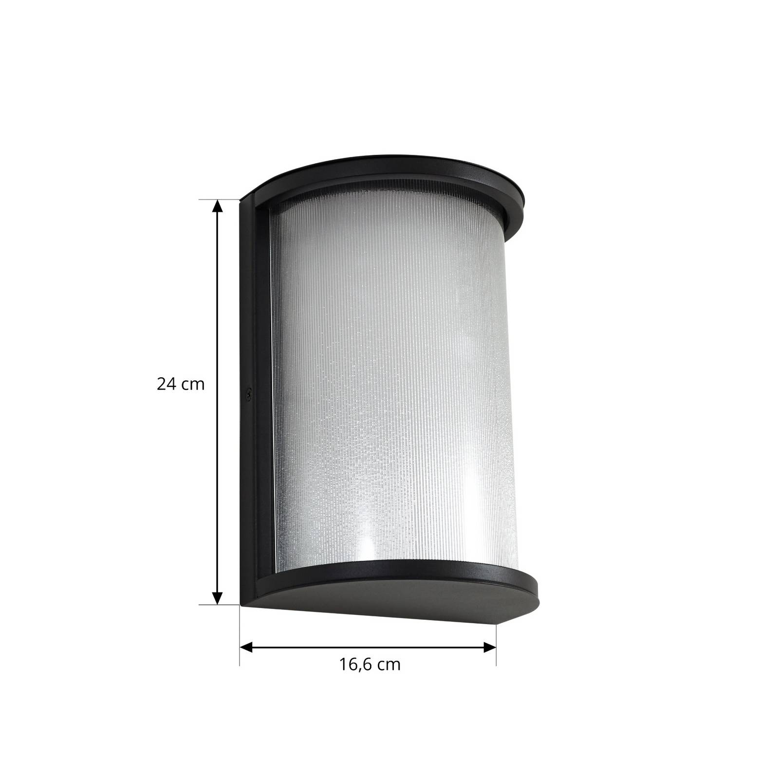 LINDBY LED buiten wandlamp Calvik, zwart, geribbeld, IP44