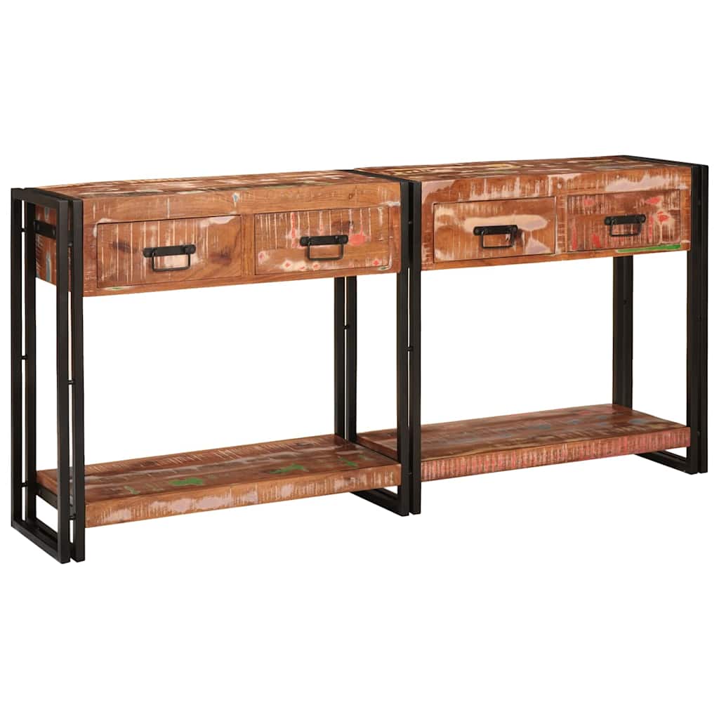 vidaXL Console Tafelset (Set van 2) met Lades - Meerkleurige, Gerecycled Massief Hout