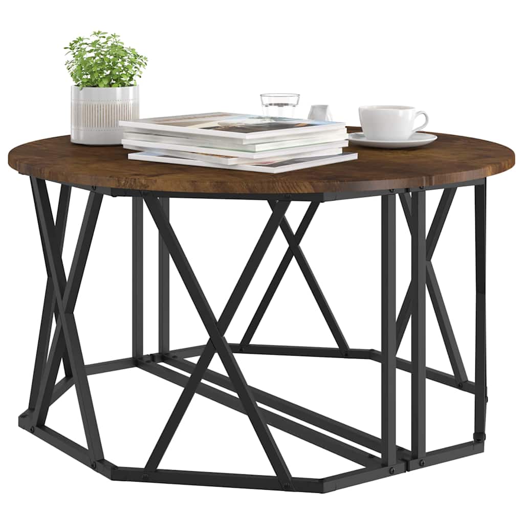 vidaXL Salontafel - Rook Eik, 80x80x42 cm, Gemaakt van Samengesteld Hout