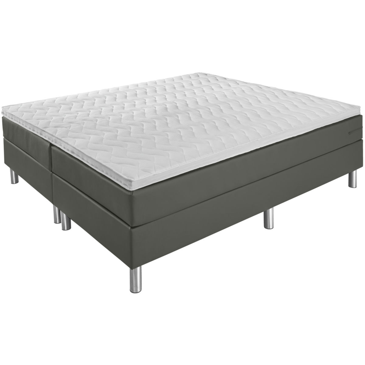 Vega Boxspringbed Basic Synthetisch leer, zonder hoofdbord; 180x200x63 cm (BxLxH); donkergrijs; hard