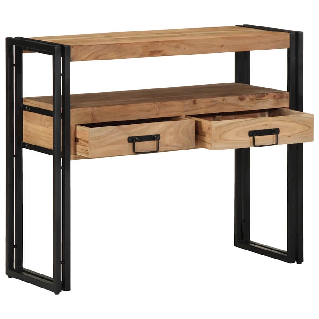 vidaXL Wandtafel 90x33x75 cm massief acaciahout en metaal zwart