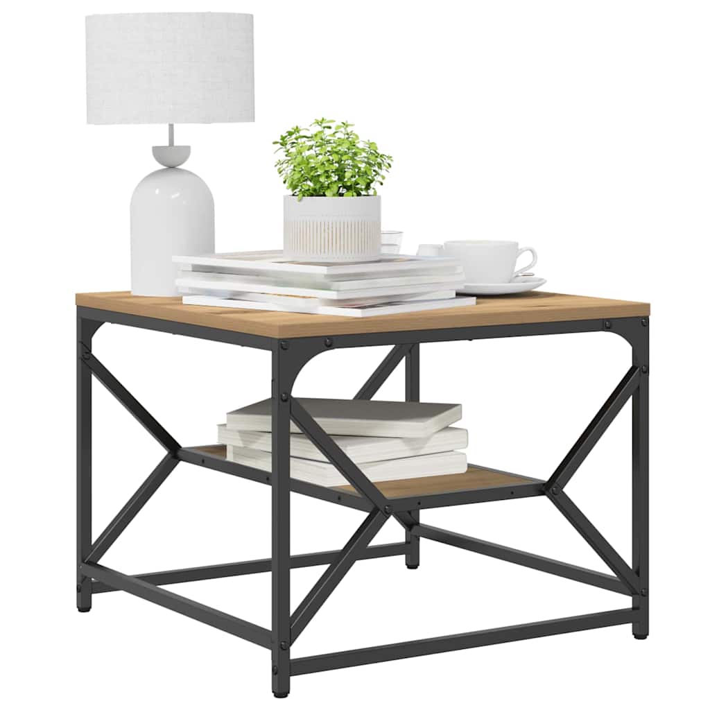 vidaXL Salontafel met Plank, Artisan Eiken, 51 x 50 x 40 cm, Gemaakt van Engineered Hout