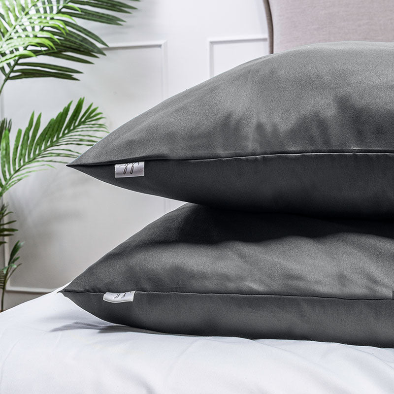 Luna Bedding Kussenslopen Luna Uni: 2 PACK Effen Antraciet  - 