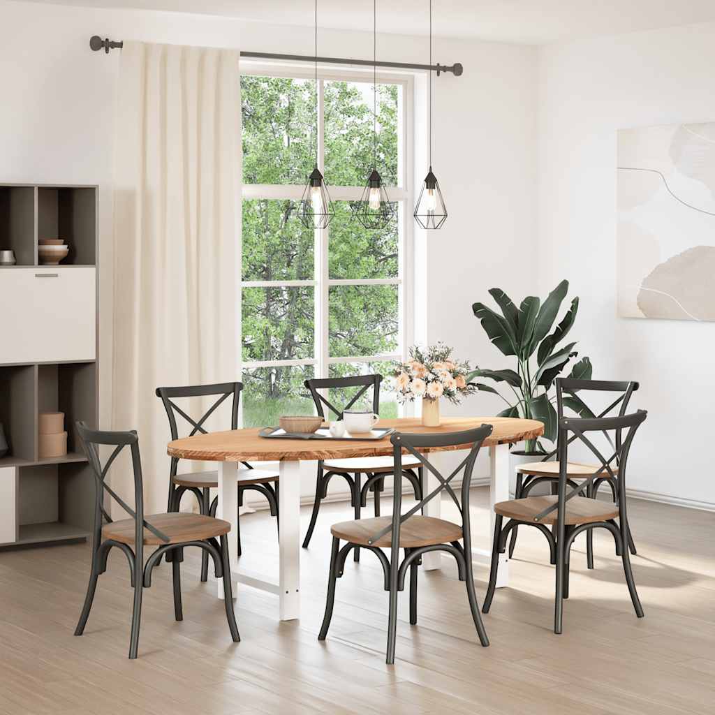 vidaXL Eettafel 200x100x74 cm ovaal massief eikenhout lichtbruin