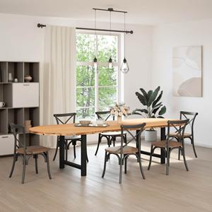 vidaXL Eettafel 320x120x74 cm ovaal massief eikenhout lichtbruin