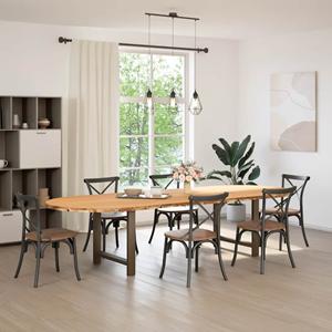 vidaXL Eettafel 320x120x74 cm ovaal massief eikenhout lichtbruin