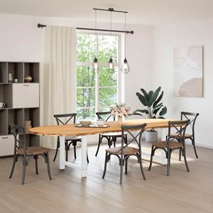 vidaXL Eettafel 320x120x74 cm ovaal massief eikenhout lichtbruin