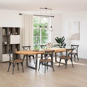 vidaXL Eettafel 320x120x74 cm ovaal massief eikenhout lichtbruin