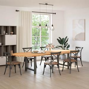 vidaXL Eettafel 320x120x74 cm ovaal massief eikenhout lichtbruin