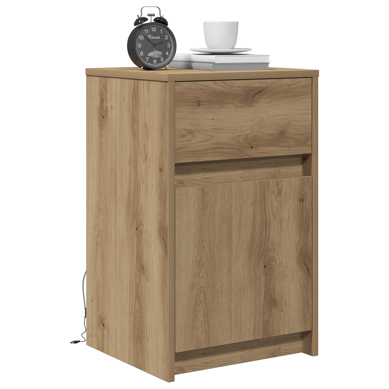vidaXL LED Bedside Kast artisanaal eikenkleurig 38 x 34 x 61 cm