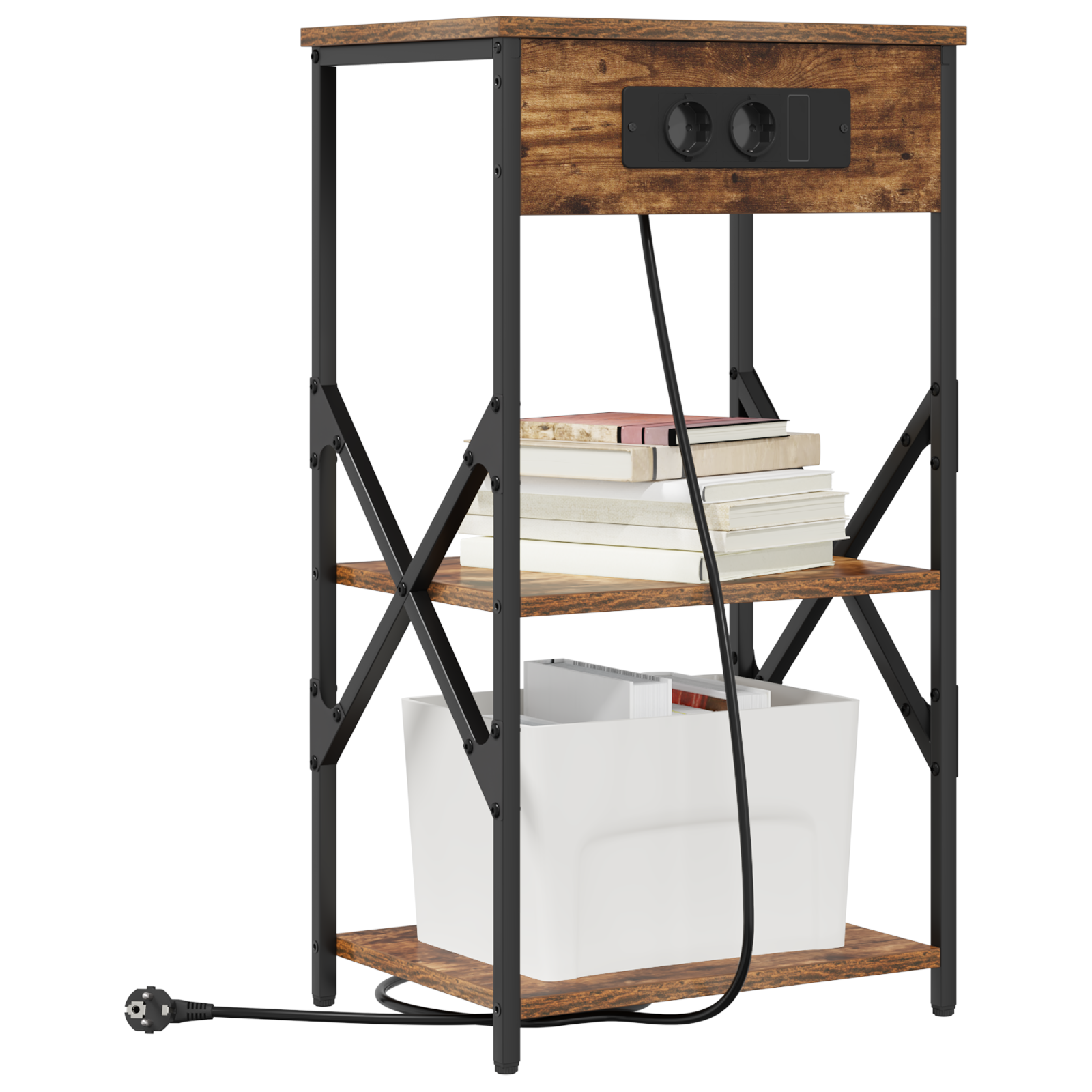 vidaXL Bedside kasten 2 pcs Gerookt eiken 41 x 31 x 76 cm Bewerkt hout