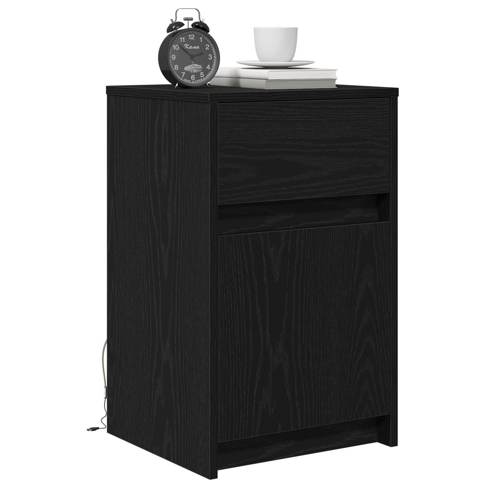vidaXL LED Bedside Kast 2 pcs Zwart eiken 38 x 34 x 61 cm Bewerkt hout