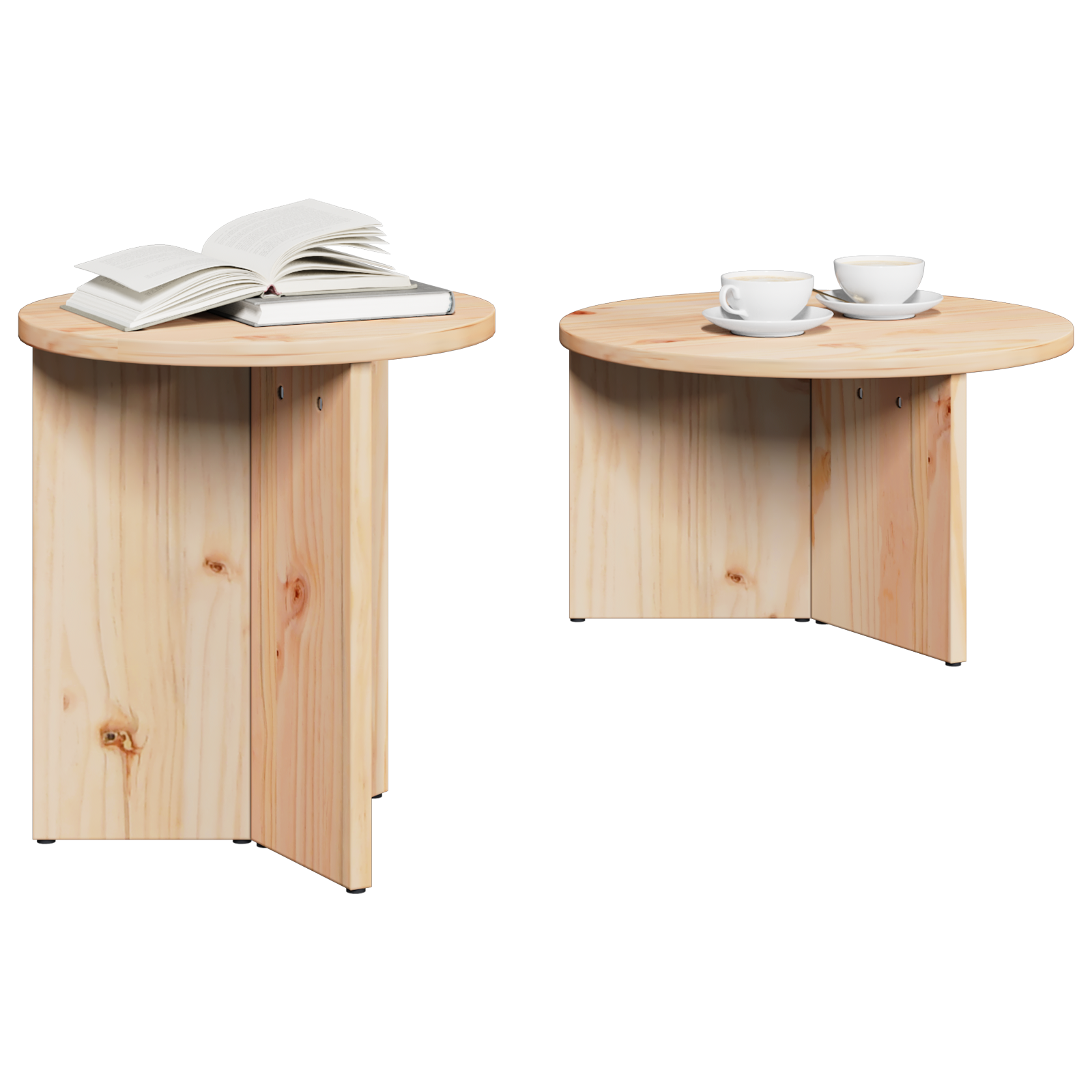 vidaXL Salontafel 2 pcs Naturel 49 x 49 x 28 cm Massief grenenhout