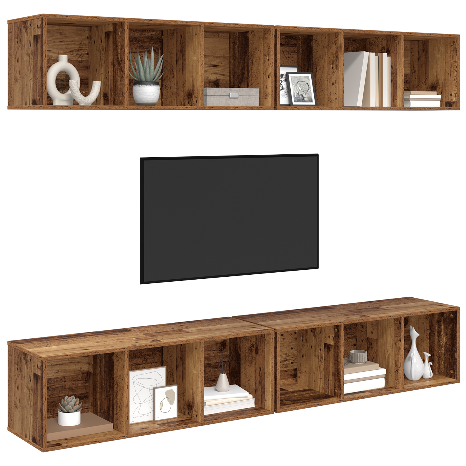 vidaXL Wand TV Kast 4 pcs Oud hout 37 x 37 x 107.5 cm Gelamineerd hout