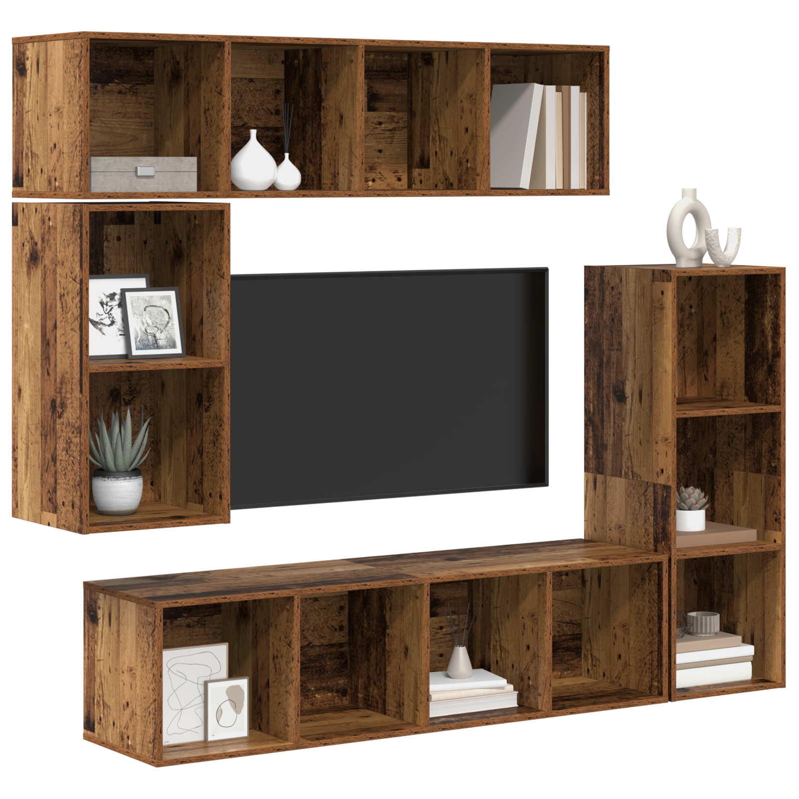 vidaXL Tv-meubelset 4 pcs Oud hout 37 x 37 x 142.5 cm Bewerkt hout