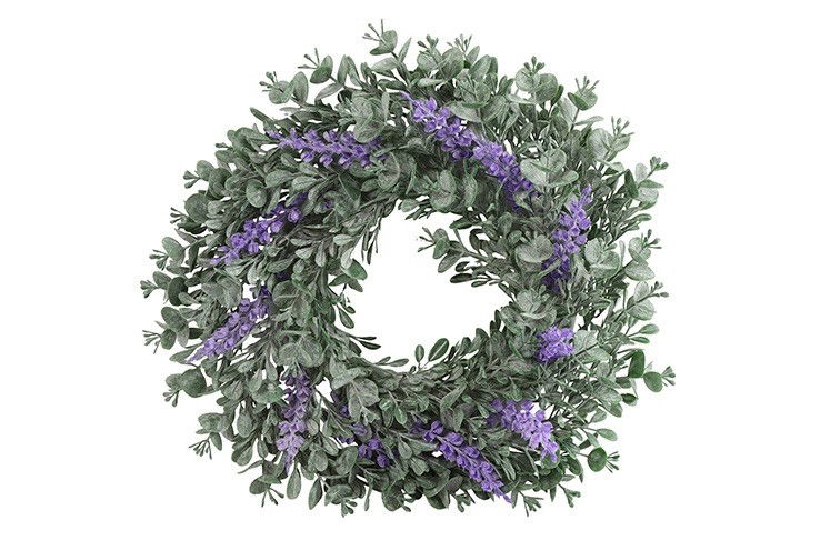 Decostar Kunstbloem krans kunststof 30x30x10 cm paars 1 stuk - 