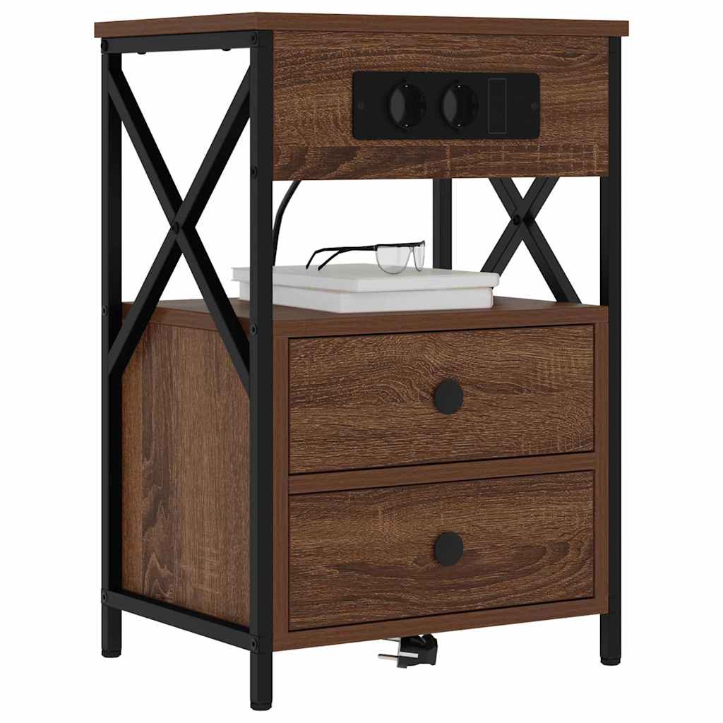 vidaXL Nachtkastje bruin eikenkleur 40 x 31 x 60 cm Bewerkt hout
