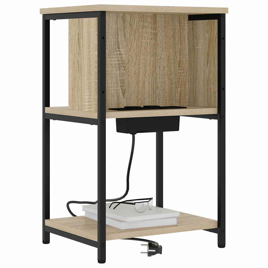 vidaXL Nachtkastje 2 pcs Sonoma eiken 38 x 31 x 61 cm Bewerkt hout
