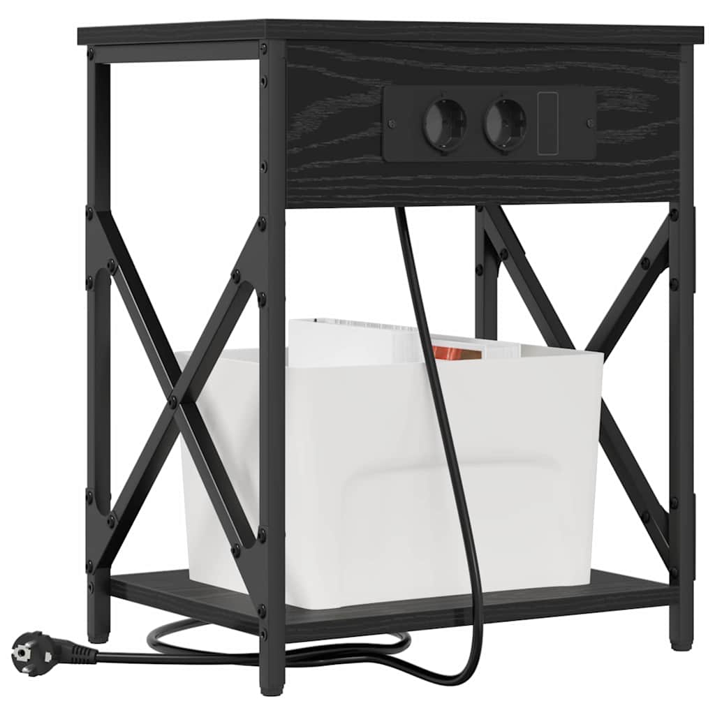 vidaXL Nachtkastje 2 pcs Zwart eiken 41 x 31 x 51 cm Bewerkt hout