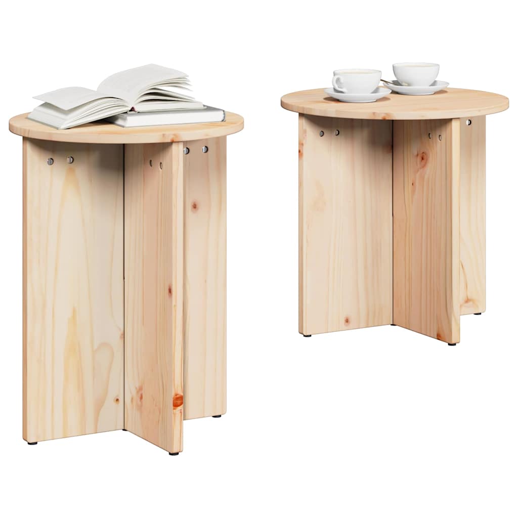 vidaXL Salontafel 2 pcs Naturel 41,5 x 41,5 x 41 cm Massief grenenhout