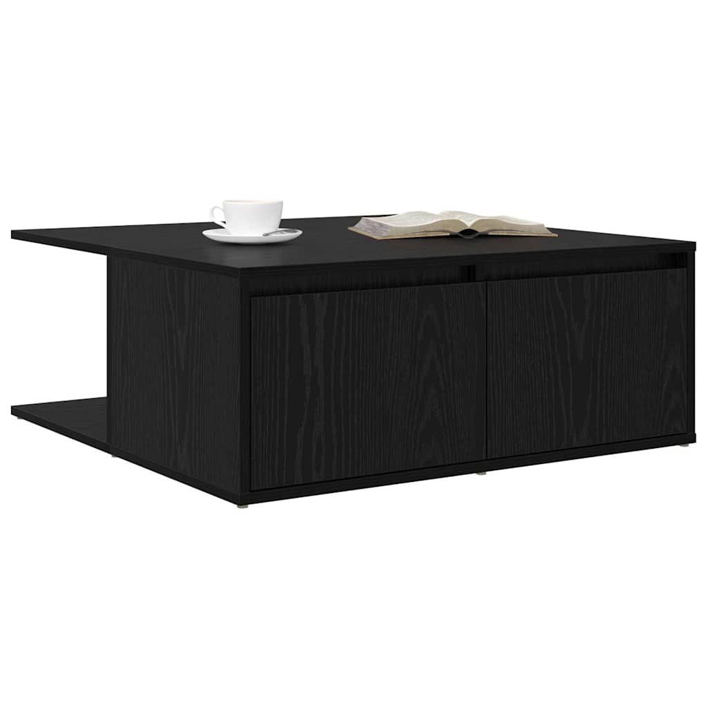 vidaXL Salontafel with Drawer Zwart eiken 80 x 80 x 31 cm Bewerkt hout