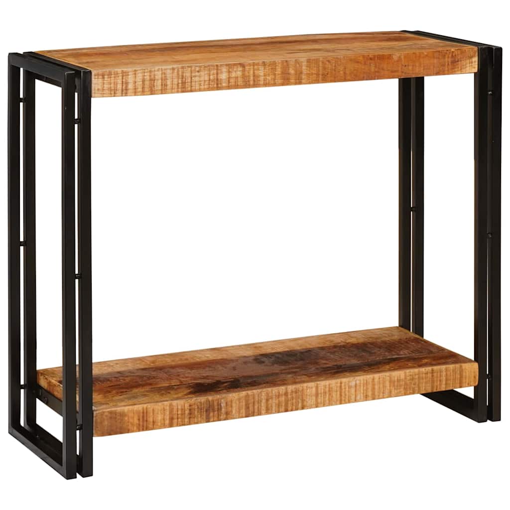 vidaXL Wandtafel met plank Bruin 90 x 33 x 75 cm Massief ruw mangohout