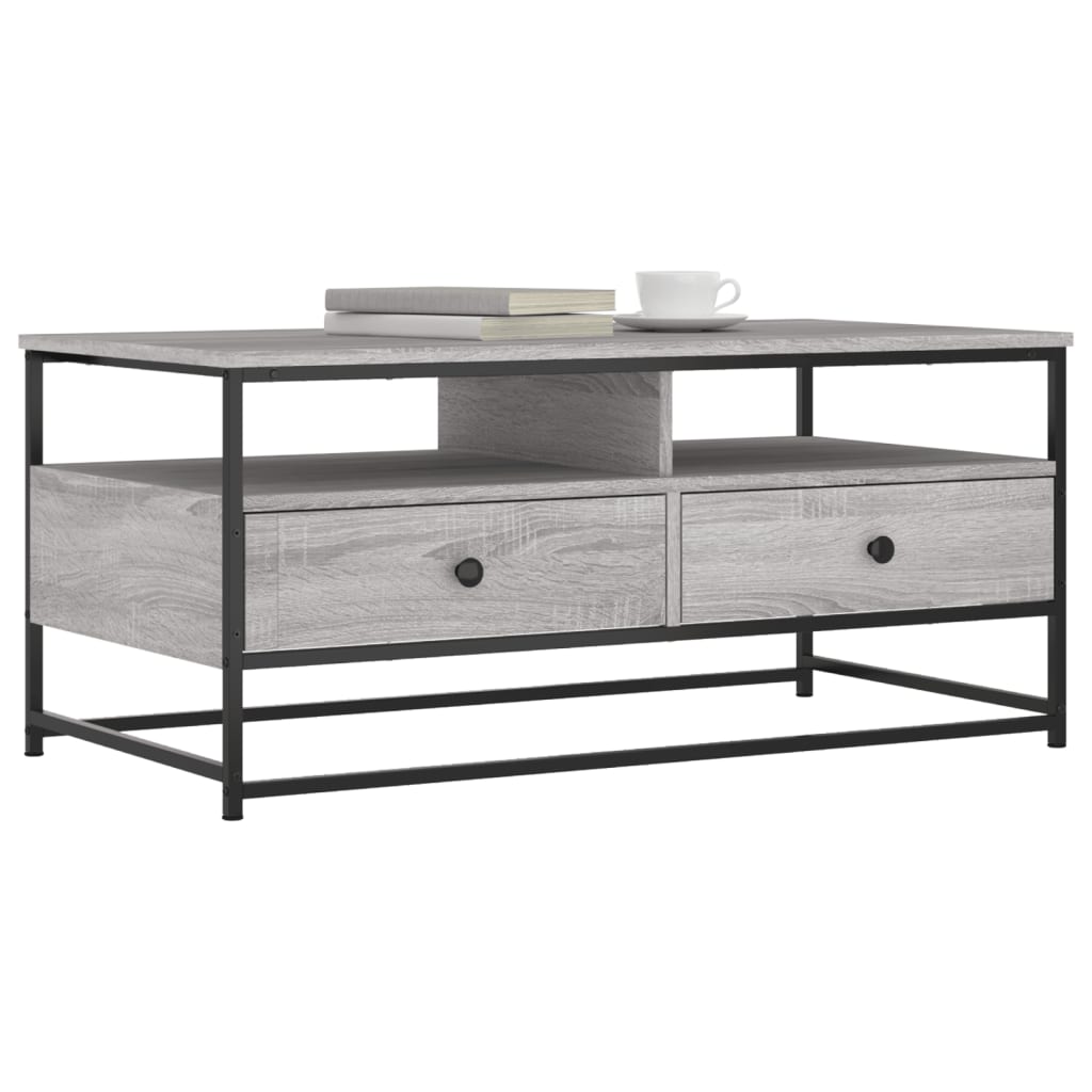 vidaXL Salontafel 100x51x45 cm bewerkt hout grijs sonoma