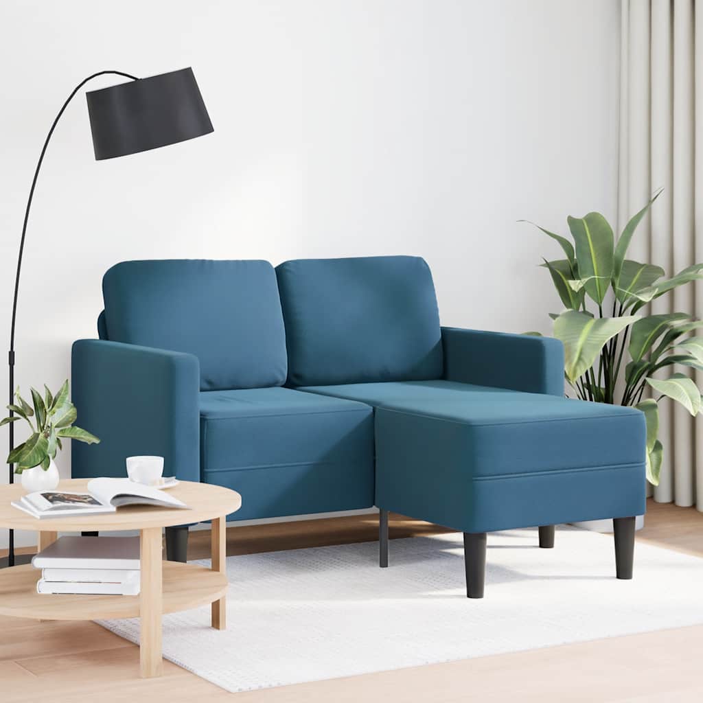 vidaXL 2-zitsbank met ligstoel L-vormig 125 cm fluweel blauw